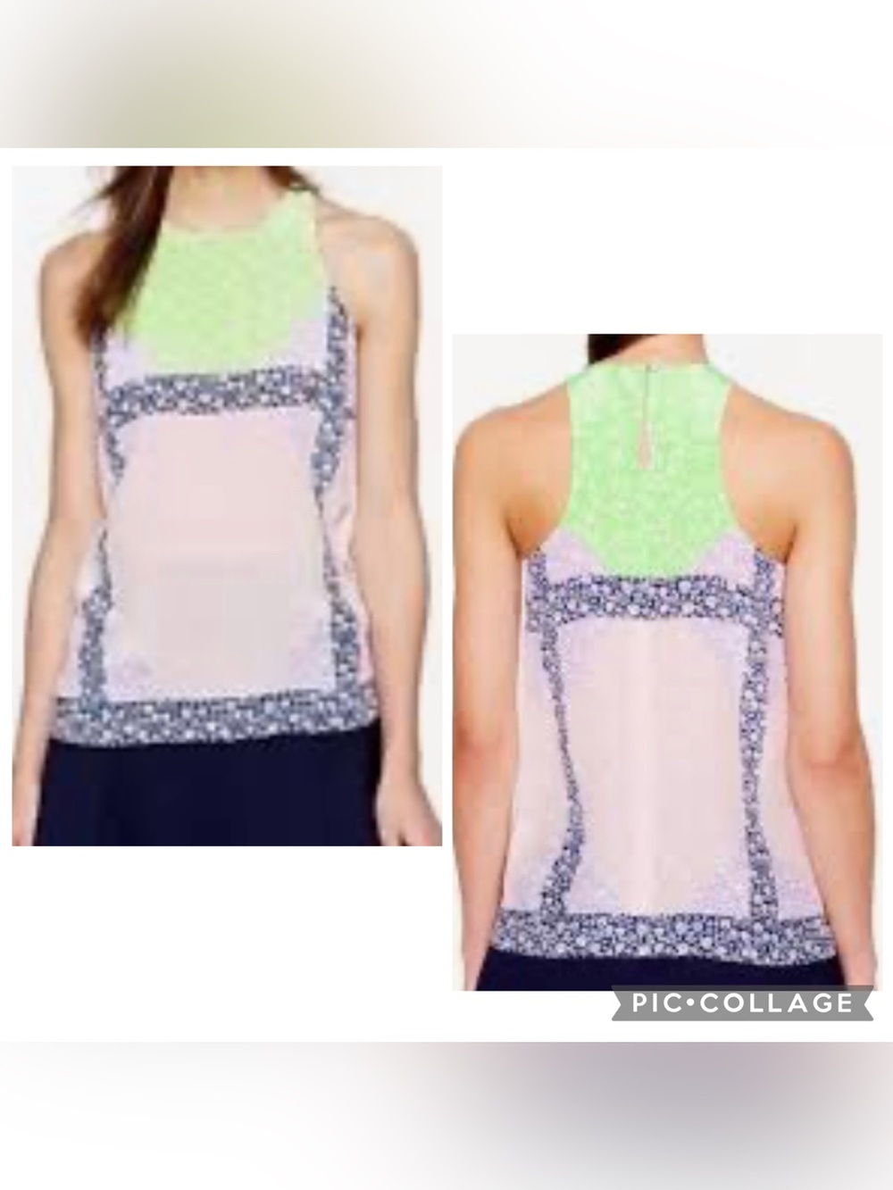 J CREW Women’s Neon Floral Patchwork Windowpane Sleeveless Silk Blouse Size 0
